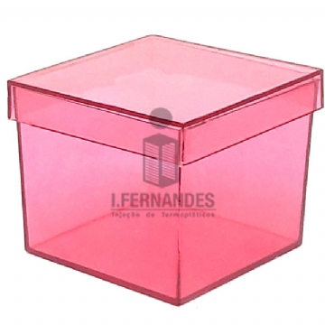 Foto Mini Caixa Quadrada Acrílica (5x5cm) - Vermelha - Personalizar - 10 und.