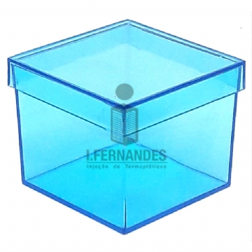 Foto Mini Caixa Quadrada Acrílica (5x5cm) - Azul - Personalizar - 10 und.