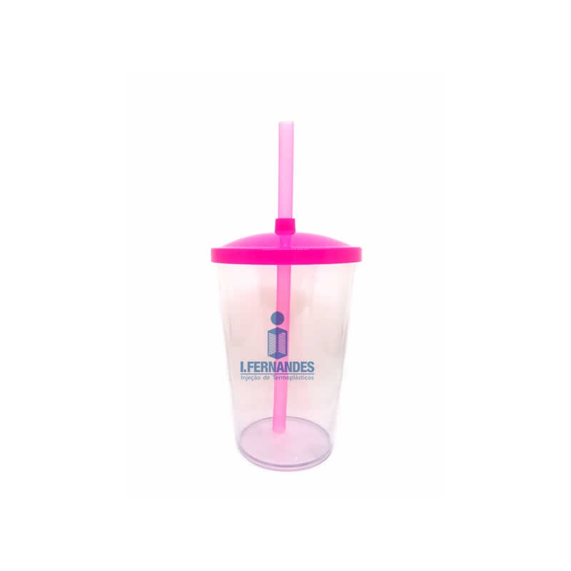 Foto Copo com Tampa e Canudo - 500 ml - Personalizar - Pink