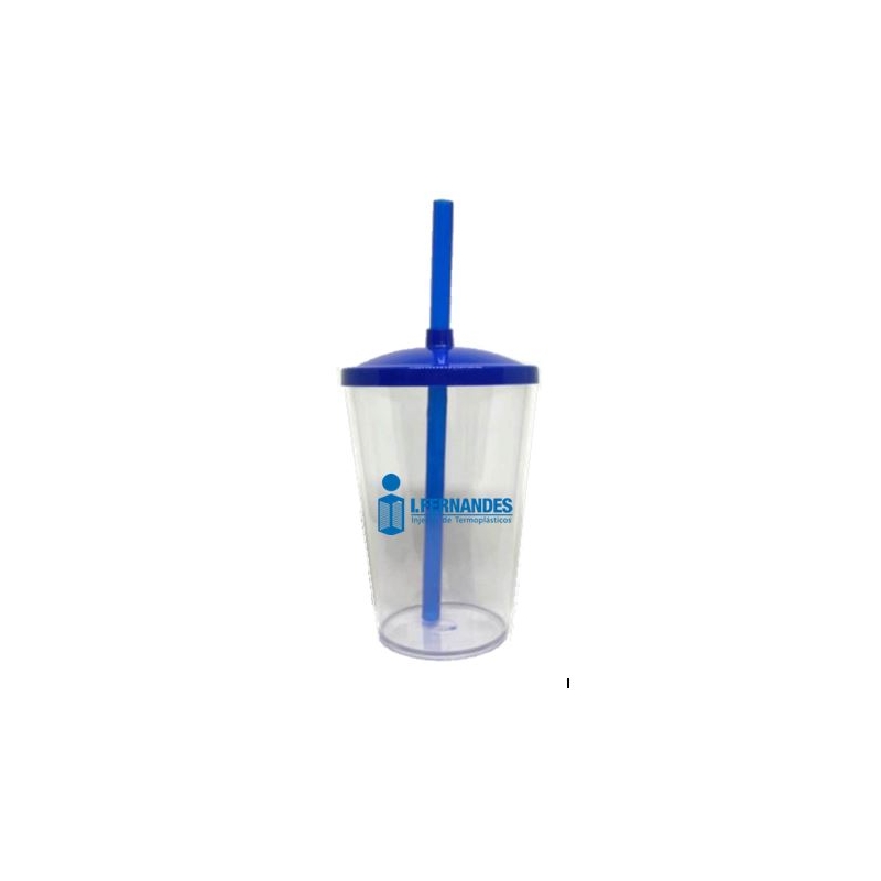 Foto Copo com Tampa e Canudo - 500 ml  - Personalizar - Azul