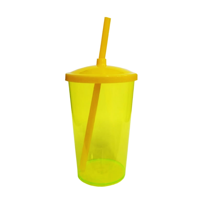 Foto Copo com Tampa e Canudo - Amarelo - 500 ml  - Personalizar