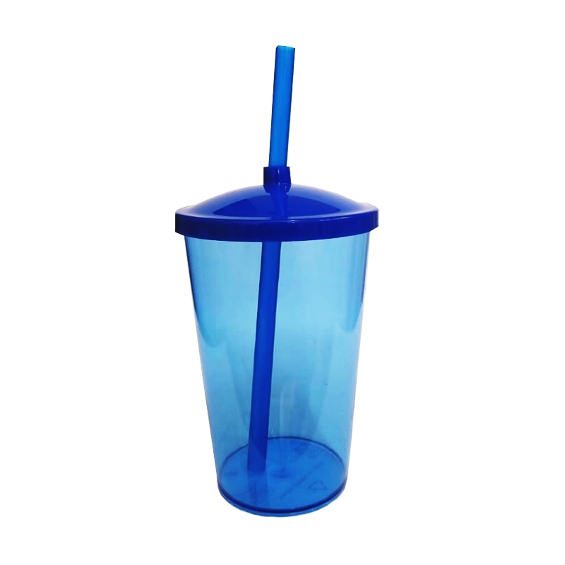 Foto Copo com Tampa e Canudo - Azul - 500 ml  - Personalizar