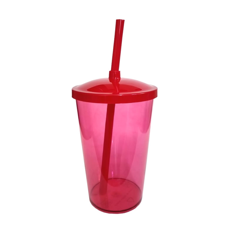 Foto Copo com Tampa e Canudo - Vermelho - 500 ml  - Personalizar