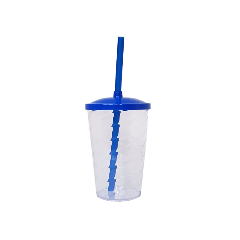 Foto Copo Twister com Tampa e Canudo - 500 ml  - Personalizar - Azul