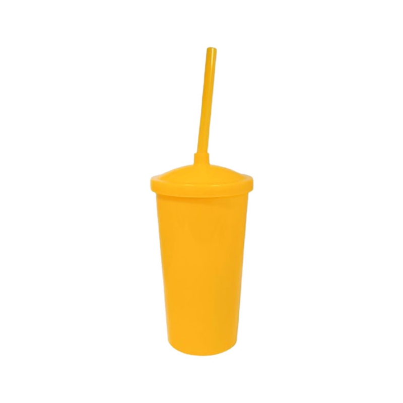 Foto Copo Eco com Tampa e Canudo - 300 ml  - Personalizável - Amarelo e Tampa Amarela