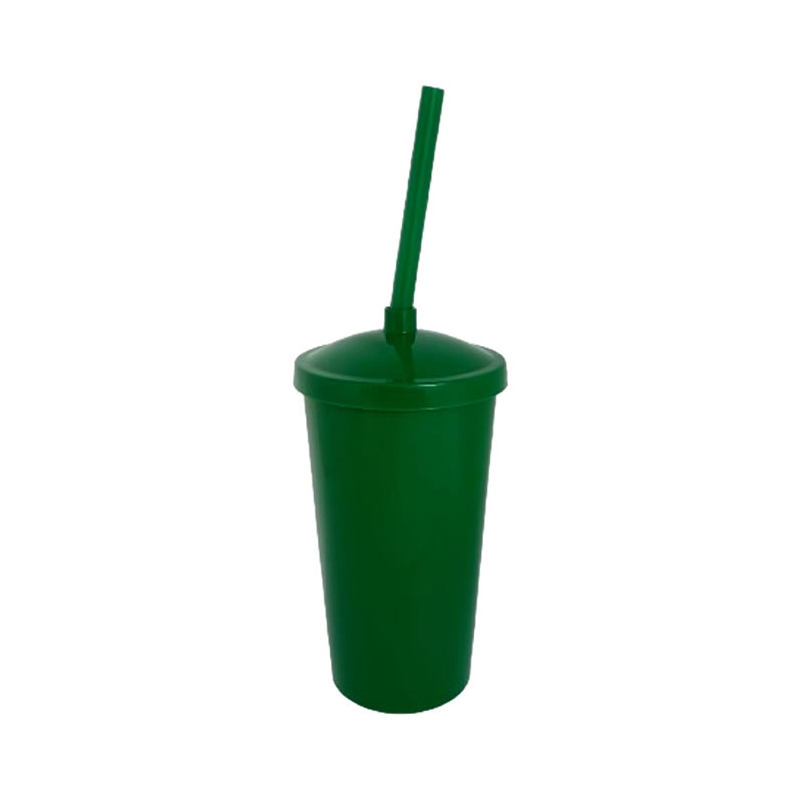 Foto Copo Eco com Tampa e Canudo - 300 ml  - Personalizável - Verde e Tampa Verde