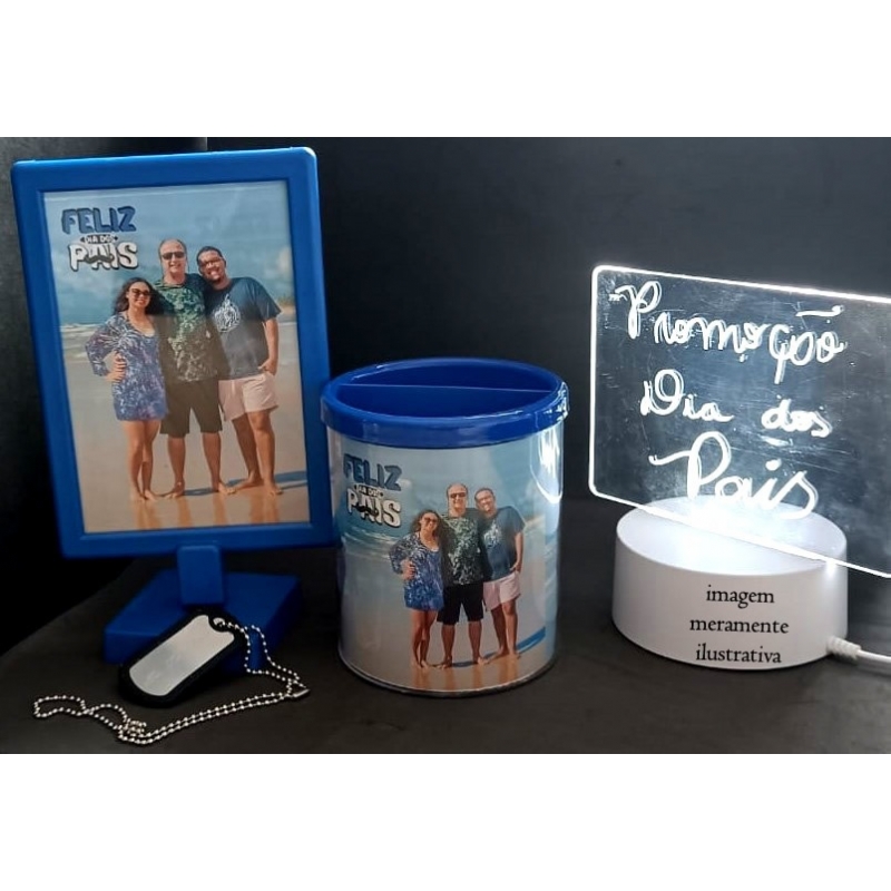 Foto Kit Dia dos Pais - p/ Mesa de Escritório - Porta Retrato - Porta-Lápis - Azul