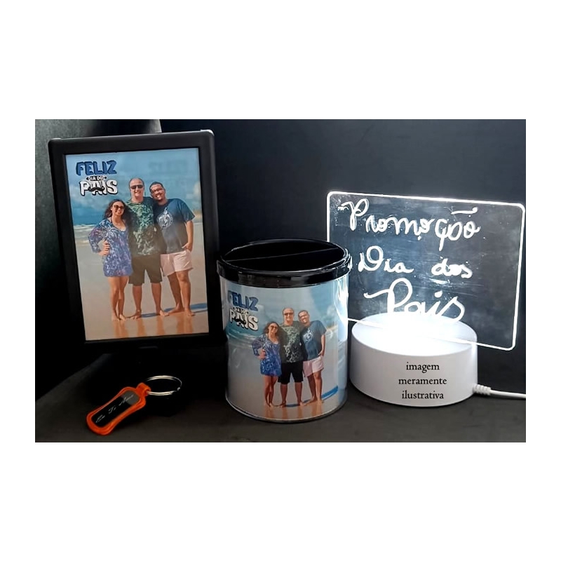 Foto Kit Dia dos Pais - p/ Mesa de Escritório - Porta Retrato - Porta-Lápis - Preto
