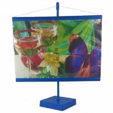 Foto Banner de Mesa - Personalizar - 15x21cm - Azul - Kit c/ 50pç