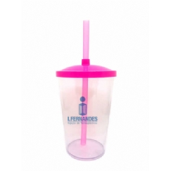 Foto Copo com Tampa e Canudo - 500 ml - Personalizar - Pink