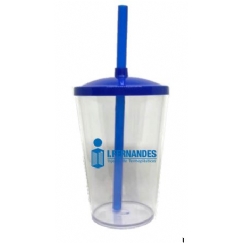 Foto Copo com Tampa e Canudo - 500 ml  - Personalizar - Azul