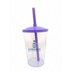 Foto Copo com Tampa e Canudo - 500 ml - Personalizar - Lilás - Kit c/ 50 pçs