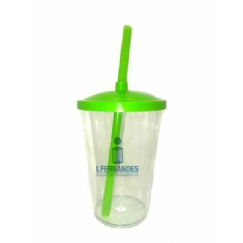 Foto Copo com Tampa e Canudo - 500 ml - Personalizar - Verde Claro - Kit c/ 12 pçs