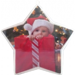Foto Estrela de Natal para Foto - Com Divisória - 10 cm - Personalizar - Kit c/ 06 pçs