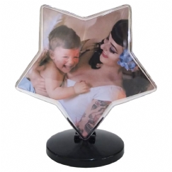 Foto Estrela para Foto com Base - Com Divisória - 10 cm - Personalizar - Kit c/ 06 pçs