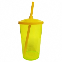 Foto Copo com Tampa e Canudo - Amarelo - 500 ml  - Personalizar