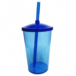 Foto Copo com Tampa e Canudo - Azul - 500 ml  - Personalizar