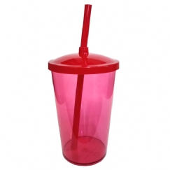 Foto Copo Vermelho com Tampa e Canudo - 500 ml  - Personalizar