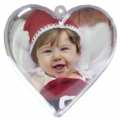 Foto Coração de Natal para Foto - Com Divisória - 8 cm - Personalizar