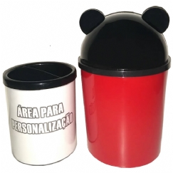 Foto Kit Escolar - Porta Lápis E Lixeira De Mesa - Vermelho - Brinde