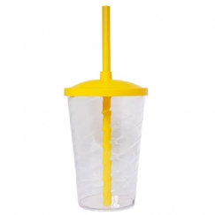 Foto Copo Twister com Tampa e Canudo - 500 ml  - Personalizar - Amarelo