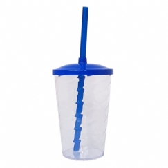 Foto Copo Twister com Tampa e Canudo - 500 ml  - Personalizar - Azul - Kit c/ 12 pçs