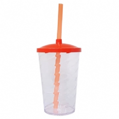 Foto Copo Twister com Tampa e Canudo - 500 ml  - Personalizar - Laranja - Kit c/ 12 pçs
