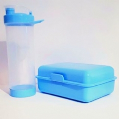 Foto Kit Lanche -lancheira e garrafa squeeze 600ml - aceita personalização - AZUL CLARO