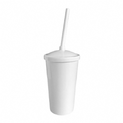 Foto Copo Eco com Tampa e Canudo - 300 ml  - Personalizável - Branco e Tampa Branca