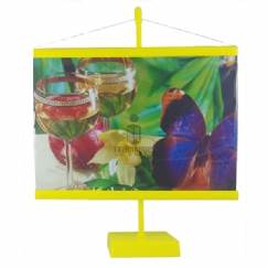 Foto Banner de Mesa - Personalizar - 15x21cm - Amarelo - Kit c/ 50pç