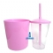 Foto Kit Pipoca - Balde de Pipoca e Copo com Tampa e Canudo Rosa - 500 ml